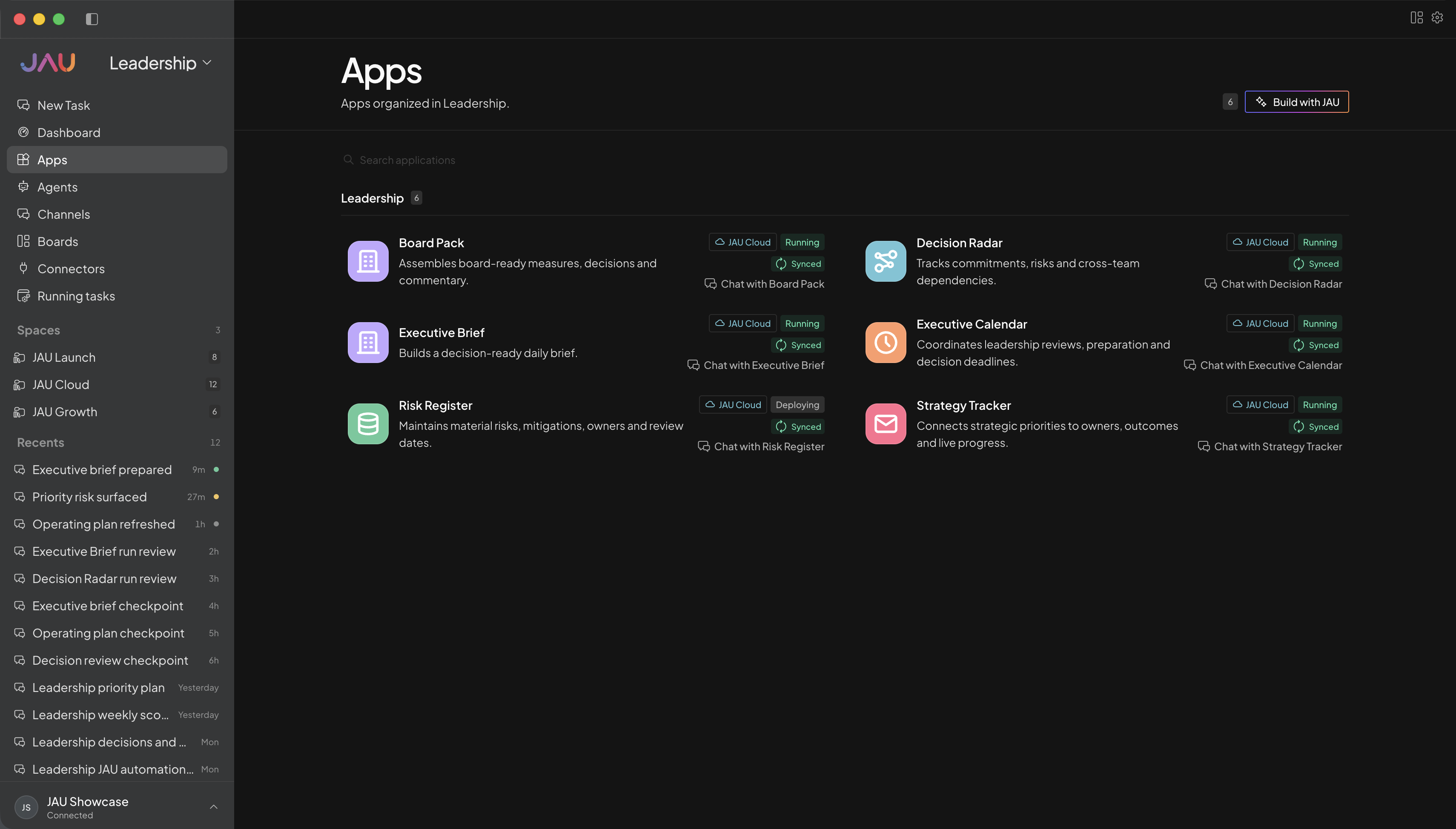 Leadership Apps screen